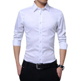 Men Long Sleeve Shirts Slim Fit Solid Business Formal Shirts for Autumn -MX8