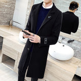 Autumn and winter solid color windbreaker 2019 new men's woolen coat, 5XL large size slim fashion men's long windbreaker jacket